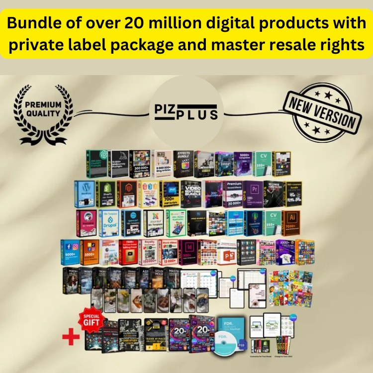 Bundle of over 20 million digital products with private label package and master resale rights